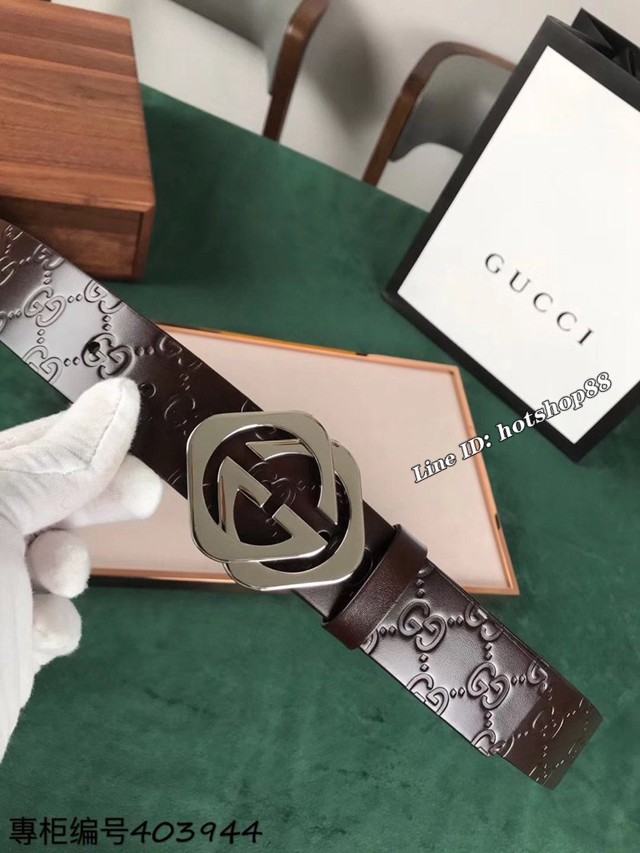 Gucci爆款男士皮帶 古奇糕樹皮鋼扣腰帶  jjp2328